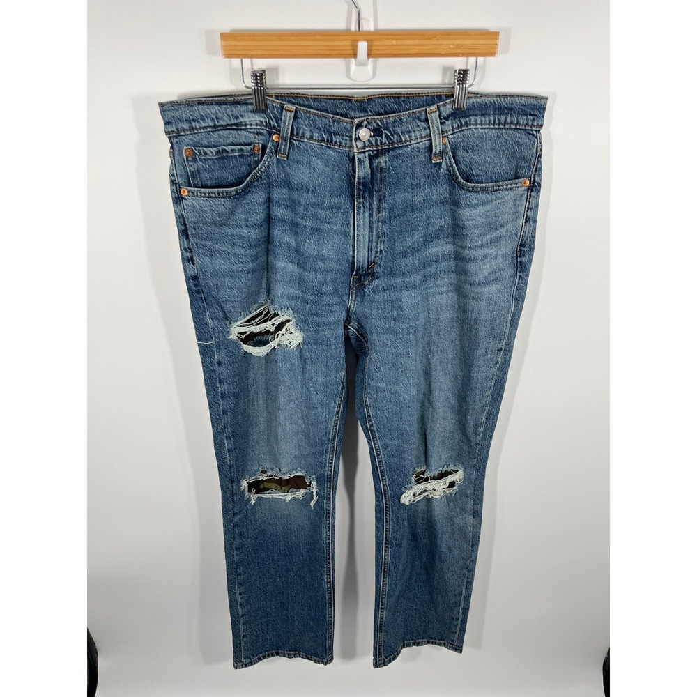 Levis 541 Jeans Mens 40x32 Blue Medium Wash Distressed Camo Patchwork Denim